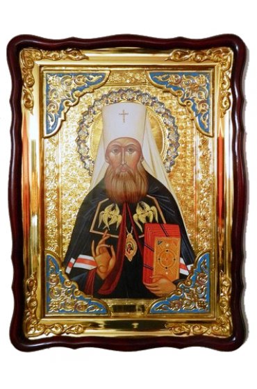 Храмовая икона Филарет Московский Чудотворец в фигурном киоте 60 Х 80 см, арт ХБИ-460