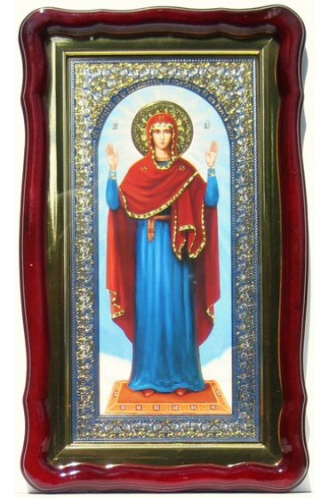 Храмовая икона Храмовая икона Богородица Нерушимая Стена ростовая в фигурном киоте с багетом 35 Х 60 см, арт ХБИ-510