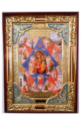 Храмовая икона Богородица Неопалимая Купина в прямом киоте с багетом 58 Х 79 см, арт ХБИ-523
