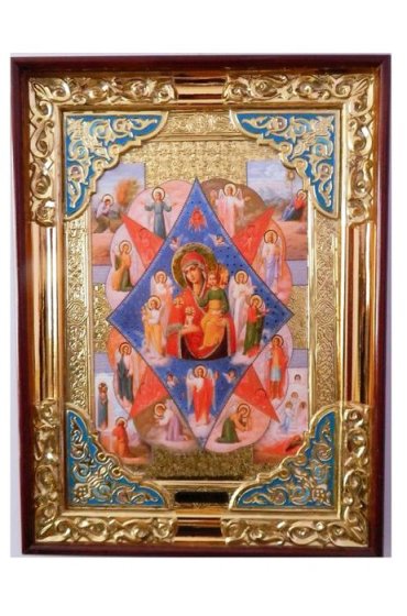 Храмовая икона Богородица Неопалимая Купина в прямом киоте с багетом 58 Х 79 см, арт ХБИ-523