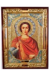 Храмовая икона Дмитрий Солунский в прямом киоте с багетом 58 Х 79 см, арт ХБИ-525