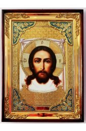 Храмовая икона Спас Нерукотворный в прямом киоте с багетом 58 Х 79 см, арт ХБИ-528