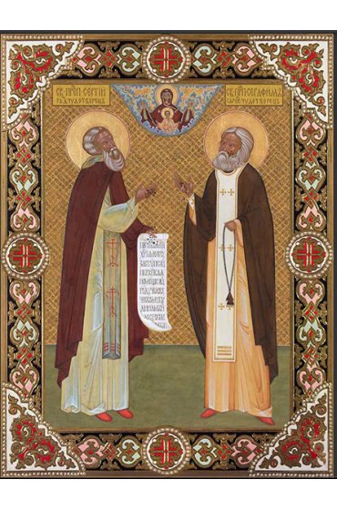 Икона Сергий Радонежский и Серафим Саровский, арт ДМИ-083