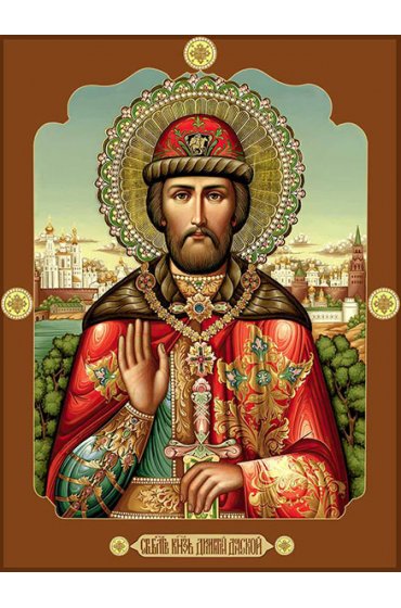 Храмовая икона Димитрий Донской с рамкой, арт ДМИХ-048-2
