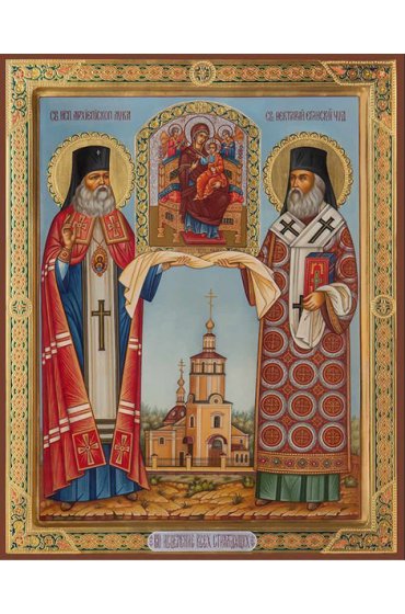 Храмовая икона Лука Крымский и Нектарий Эгинский, арт ДМИХ-055