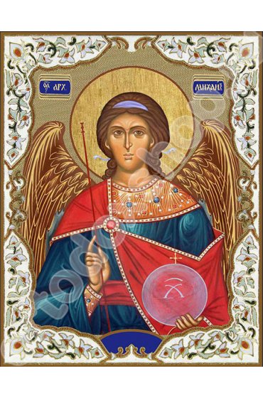 Храмовая икона Архангел Михаил с копьем и зерцалом, арт ДМИХ-169