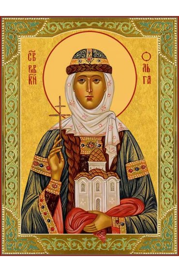 Храмовая икона Ольга равноапостольная княгиня с рамкой, арт ДМИХ-316-2