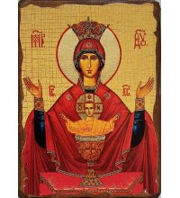 Икона Божья Матерь Неупиваемая Чаша под старину (13 х 17,5 см), арт IDR-026