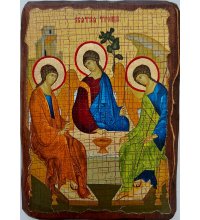 Икона Святая Троица Ветхозаветная под старину (13 х 17,5 см), арт IDR-042