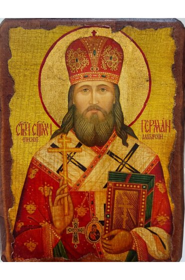 Икона Герман Алатырский под старину (13 х 17,5 см), арт IDR-521