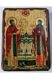 Икона Петр и Феврония Муромские под старину (13 х 17 см), арт IDR-1122