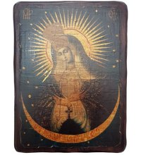 Икона Божья Матерь Остробрамская под старину (13 х 17,5 см), арт IDR-536