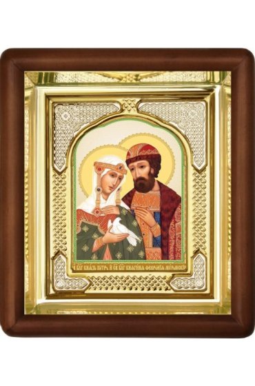 Икона Петр и Феврония Муромские (16,5 х 19,5 см), арт IDR-822