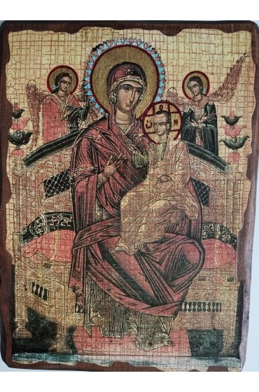Икона Божья Матерь Всецарица (Пантанасса) под старину (17 х 23 см), арт IDR-023