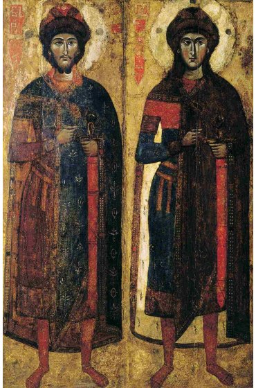 Икона Борис и Глеб (копия старинной), арт ОПИ-1006