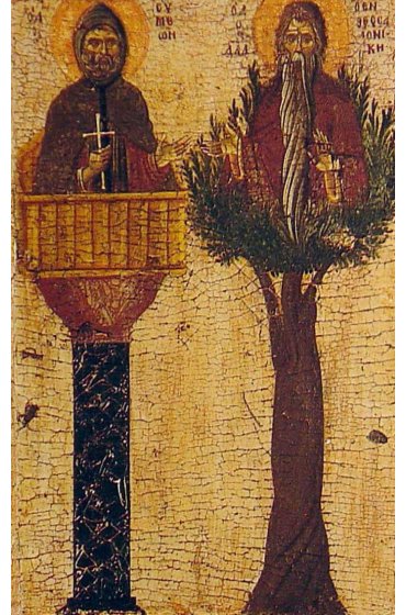 Икона Давид Солунский и Симеон Столпник (копия иконы 15 века), арт ОПИ-1180