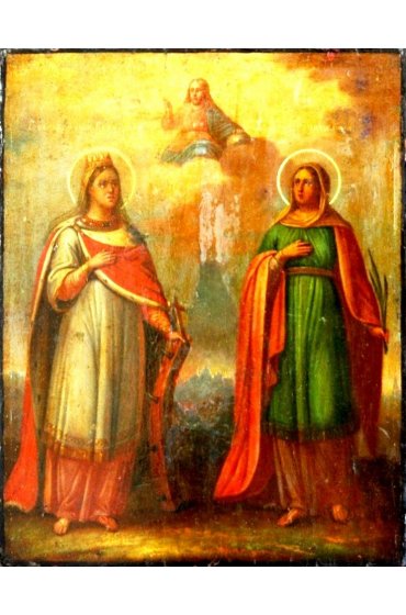 Икона Екатерина и Капитолина Каппадокийские (копия старинной), арт ОПИ-1418