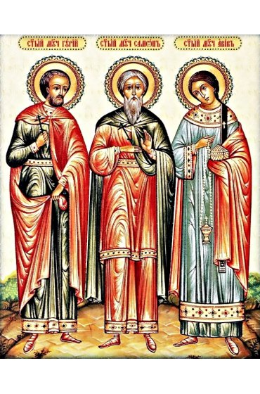 Икона Гурий, Самон и Авив мученики, арт ОПИ-1937