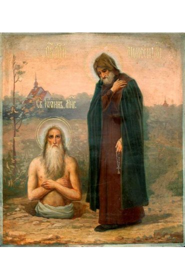 Икона Иоанн Многострадальный и Моисей Угрин (копия старинной), арт ОПИ-2090