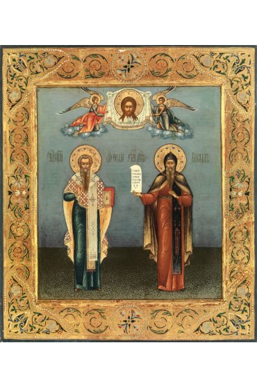 Икона Кирилл и Мефодий равноапостольные (копия старинной), арт ОПИ-2094