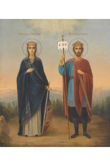 Икона Константин и Екатерина равноапостольные (копия старинной), арт ОПИ-2098