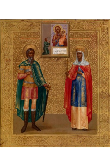 Икона Ольга княгиня и Андрей Стратилат (копия старинной), арт ОПИ-2108