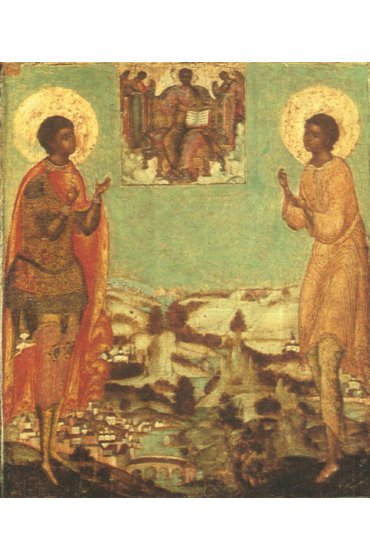 Икона Артемий Веркольский и Мученик Уар (копия иконы 17 века), арт ОПИ-972