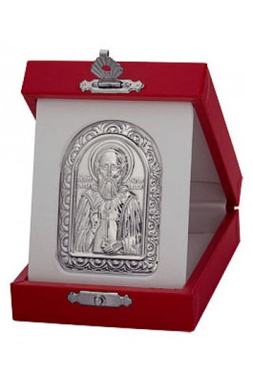 Икона плакетка Сергий Радонежский серебро, арт АЛМи-06