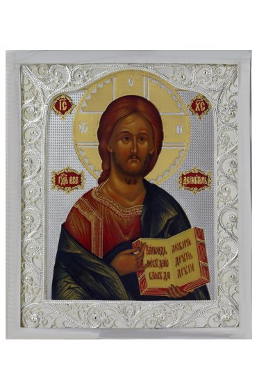 Икона Господь Вседержитель серебро 925 проба скань, арт АЛМи-26