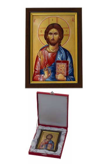 Икона Господь Пантократор Вседержитель 145 на 195 мм серебро 925, арт АЛМи-37