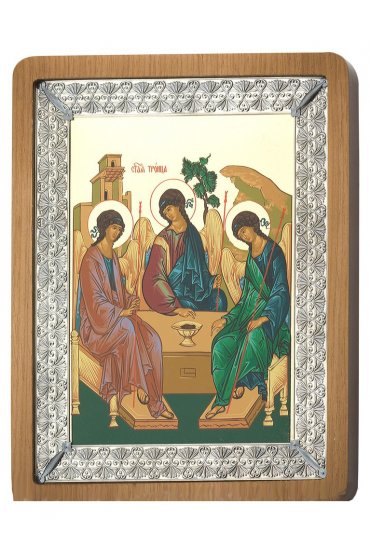 Икона Святая Троица серебро 925 проба, арт АЛМи-71