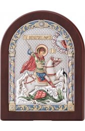 Икона Георгий Победоносец серебро цветная эмаль 17*22, арт БЧ-1009