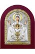 Икона Божья Матерь Неупиваемая Чаша серебряная на дереве с позолотой, арт БЧ-101