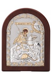 Икона Георгий Победоносец серебро с позолотой 17*22, арт БЧ-1012