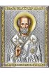 Икона Николай Чудотворец серебряная на дереве с позолотой, арт БЧ-113