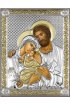 Икона Святое Семейство серебряная на дереве с позолотой, арт БЧ-128