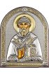 Икона Спиридон Тримифунтский дорожная серебряная с позолотой, в кожаном чехле, арт БЧ-149
