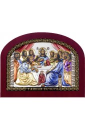 Икона Тайная Вечеря серебряная на дереве с позолотой и цветной эмалью, арт БЧ-161