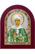 Икона Матрона Московская Блаженная серебряная в деревянном окладе с позолотой и цветной эмалью, арт БЧ-182