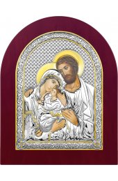 Икона Святое Семейство серебряная на дереве с позолотой, арт БЧ-203