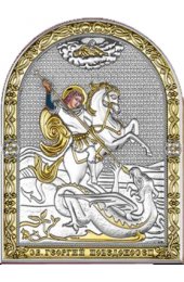 Икона Георгий Победоносец серебряная с позолотой, арт БЧ-054