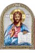 Икона Господь Вседержитель серебряная с позолотой и цветной эмалью, арт БЧ-066-1