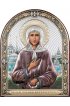 Икона Ксения Петербургская дорожная серебряная с позолотой и цветной эмалью, в кожаном чехле, арт БЧ-079