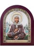 Икона Ксения Петербургская серебряная на дереве с позолотой и цветной эмалью, арт БЧ-081