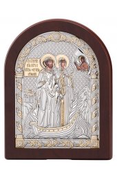 Икона Петр и Феврония серебро с позолотой 17,5*22,5, арт БЧ-1004