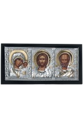 Икона автомобильная Триптих серебро, арт БЧ-232