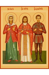 Икона Ольга Евдокимова, Петр Озерецковский, Димитрий Ильинский, новомученики, арт MSM-0643