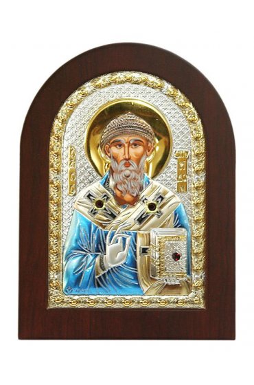 Икона Спиридон Тримифунтский в серебряном окладе, арт ДВ-018