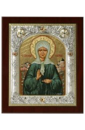 Икона Матрона Московская в серебряном окладе 17*14 см арт ДВ-051
