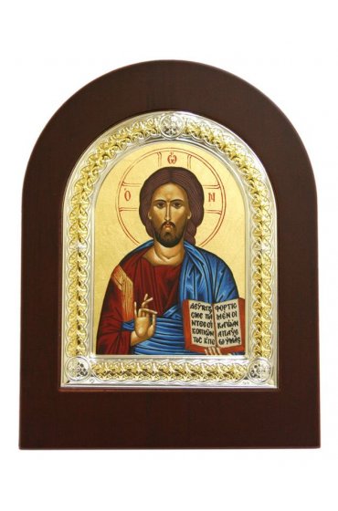 Икона Спаситель в серебряном окладе арт ДВ-079